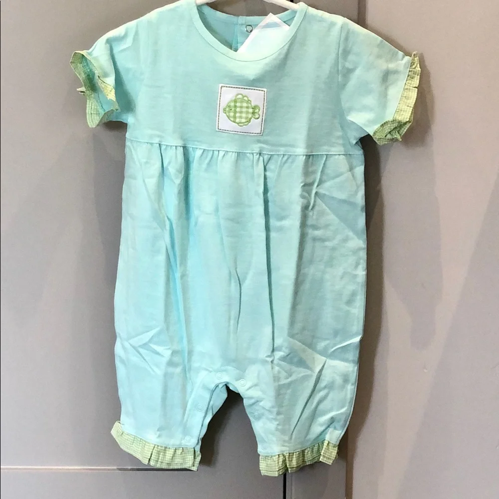 🍍NWT‎ Agabang Romper w Fish 🐠 Appliqué 3mo